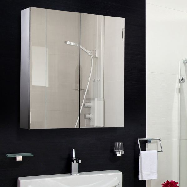 2Door Mirrored Bathroom Storage