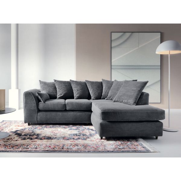 Jumbo Cord Grey Corner Sofa