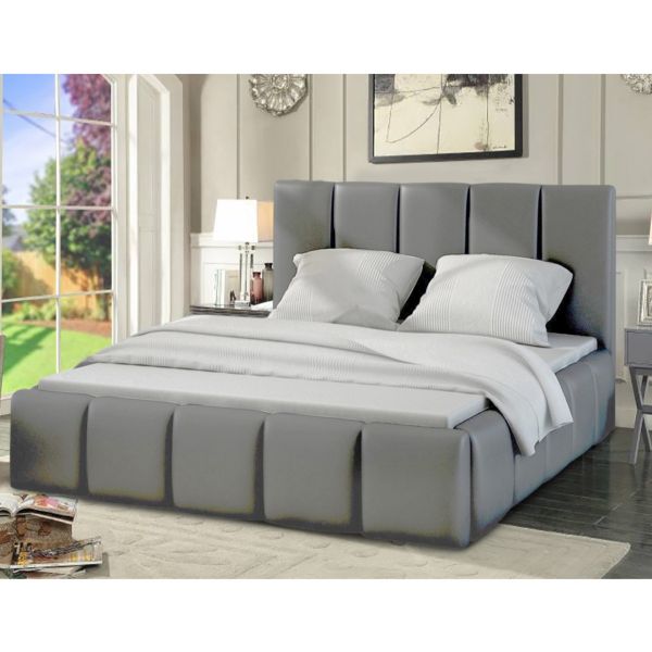 Lurita Plush Velvet Fabric Bed, Silver Colour 5 Sizes