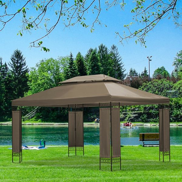Garden Gazebo Outdoor Marquee Canopy - Brown