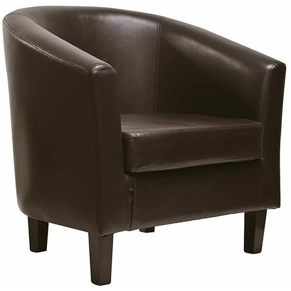 Modern Retro Design Faux Leather Tub Chair Black, Brown