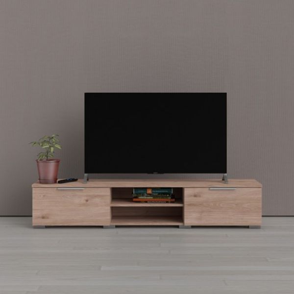 Belfast TV Unit Stand with 2 Drawers and 2 Open Shelf Jackson Hickory Oak