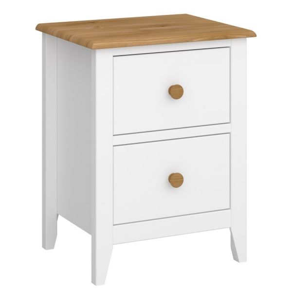 Heston Solid Pine Bedside Table with 2 Drawers Pine