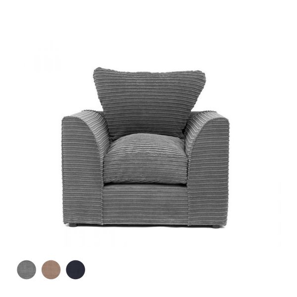 Porto Jumbo Cord Armchair Grey