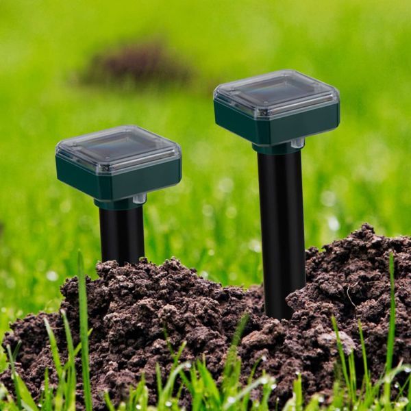 Humane Deterrent Repels Moles from Garden Areas Weather-Resistant Works Day and Night Solar Mole Repeller Pack of 2 