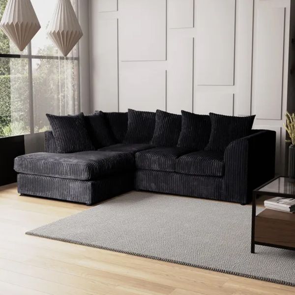 Blake Jumbo Cord Black Corner Sofa