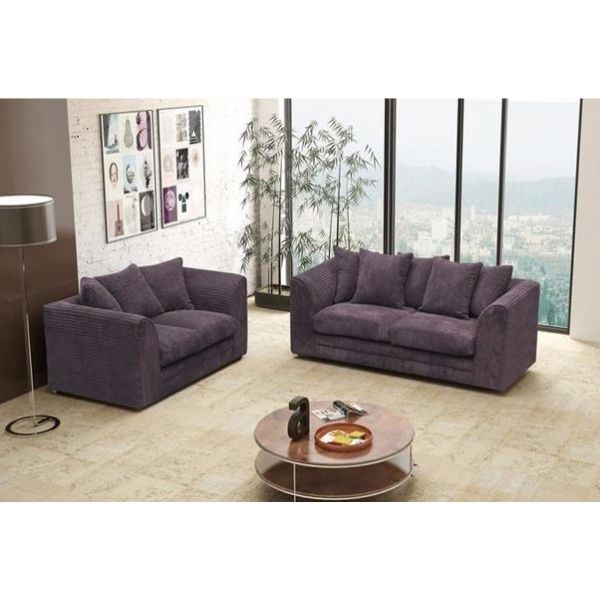 Desmond Jumbo Cord 3 Seater and 2 Seater Sofa Set Chocolate Brown