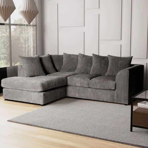 Blake Jumbo Cord Grey Corner Sofa