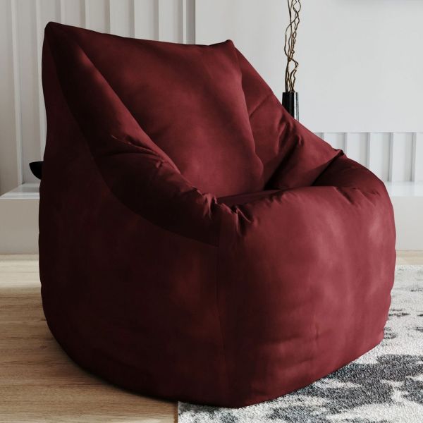 Red Bean Bag Chair in Velvet Zyra