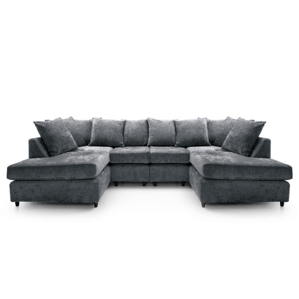 Gilliver Crushed Chenille U Shape Sofa Dark Grey
