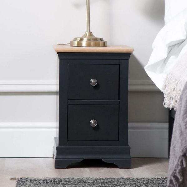 Florence Midnight Grey Painted Oak Bedside Table