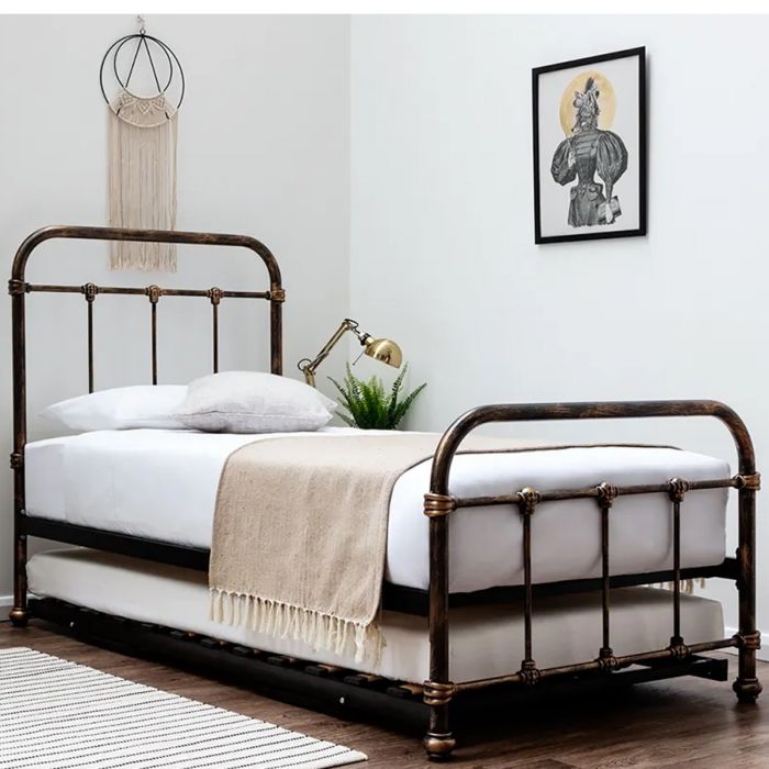 Bourton Single Metal Bed Frame With, Bourton Modern Black Metal Bed Frame
