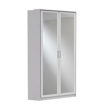 Cadiz 2 Door Mirrored Corner Wardrobe - White