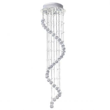 Stainless Steel Ceiling Crystal Droplet Spiral Chandelier - Silver