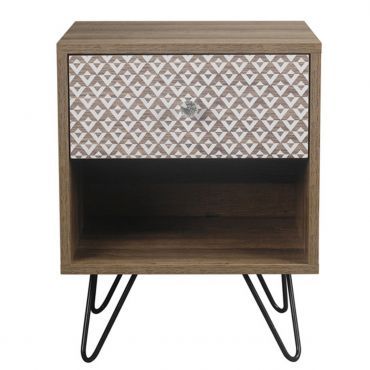 Casablanca Black Wired Legs Lamp Table with 1 Drawer - Brown