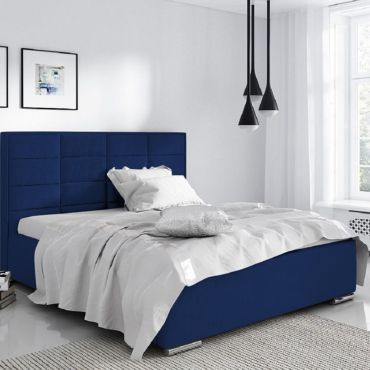 Bulia Plush Velvet Fabric Bed, Blue Colour - 5 Sizes