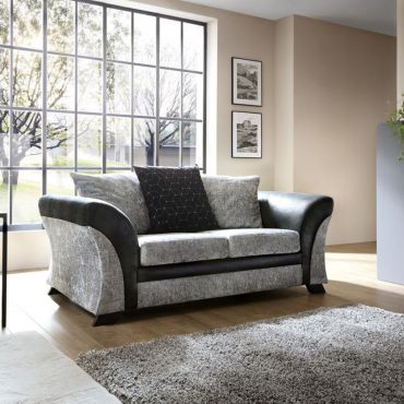Faro Modern Style Crushed Chenille Fabric 2 Seater Sofa - Black, Brown