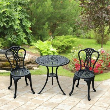 Aluminium Garden Table Chairs Set - Black