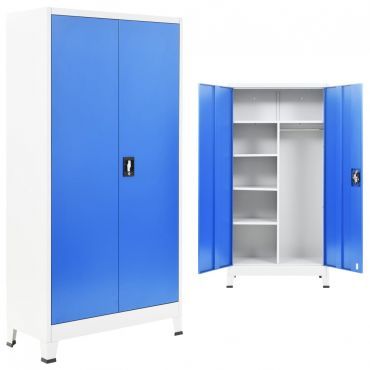 Locker Cabinet with 2 Doors Metal 90x40x180 cm Grey and Blue