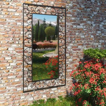 Garden Wall Mirror Rectangular 60x110 cm Black