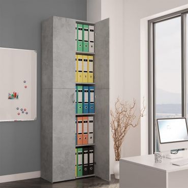Office Cabinet Concrete Grey 60x32x190 cm Chipboard