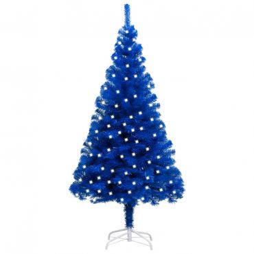 Artificial Christmas Tree with LEDs&Stand Blue 240 cm PVC