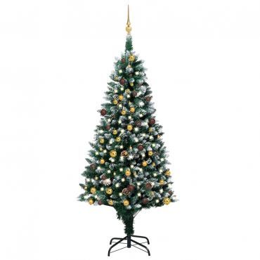 Artificial Christmas Tree with LEDs&Ball Set&Pinecones 210 cm