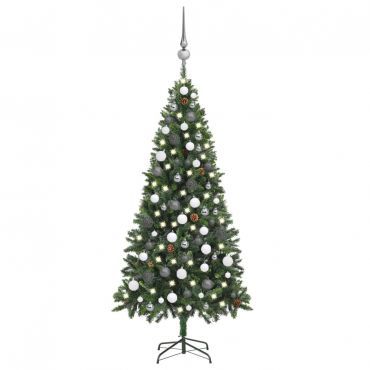 Artificial Christmas Tree with LEDs&Ball Set Pine Cones 180 cm