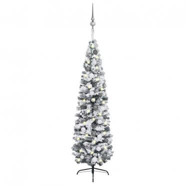 Slim Artificial Christmas Tree with LEDs&Ball Set Green 240 cm