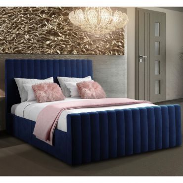 Keesa Plush Velvet Bed - Blue in 5 Sizes