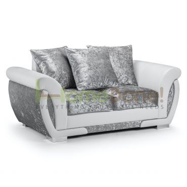 Geno Velvet 2 Seater Sofa - White/Silver