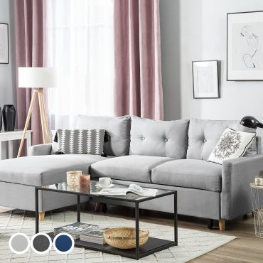 Flek Fabric Corner Sofa - Light Grey, Dark Grey or Blue