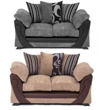 Illusion Cord Chenille & Faux Leather 2-Seat Sofa