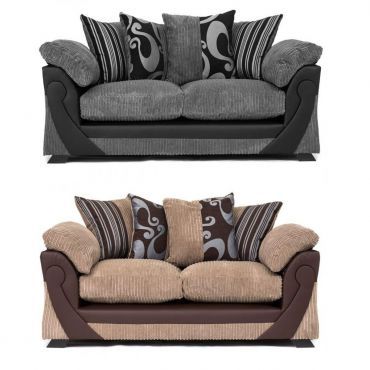 Illusion Cord Chenille & Faux Leather 3-Seat Sofa