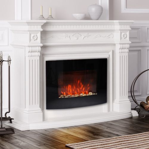 HOMCOM Large LED Curved Glass Electric Fire Place