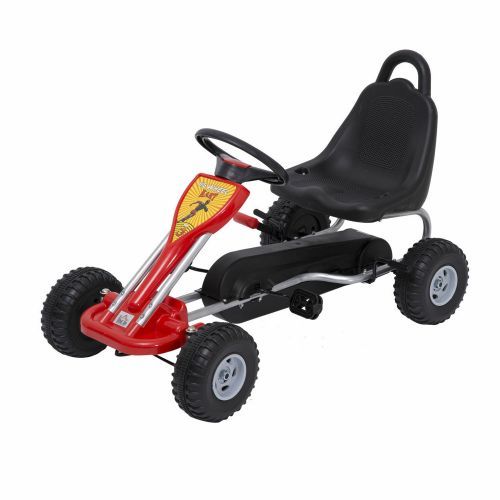 Kids Ride Pedal Racing Car Adjustable Seats with Hand Brake - Red