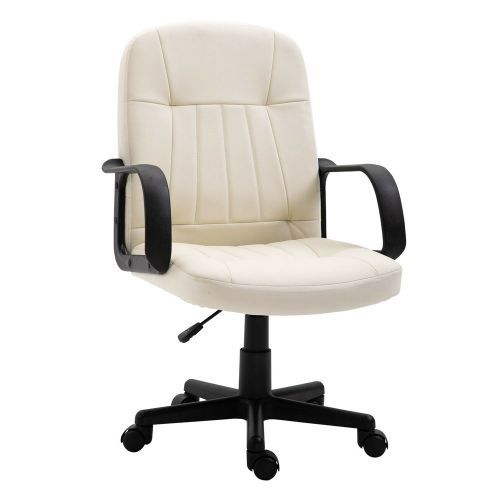 Executive PU Leather Swivel Office Chair - Cream