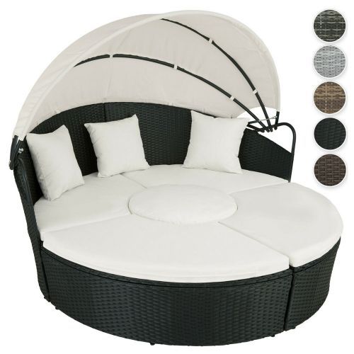 Poly Rattan Garden Day Bed With Sunshade - 6 Colours