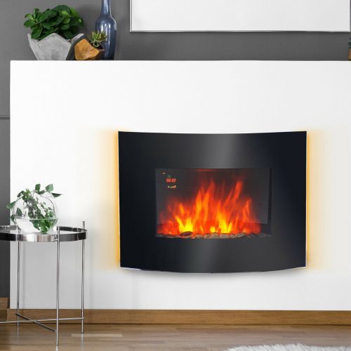 Wall Mounted Fireplace Electric 1800W Heater 7 LED Flame Effects  