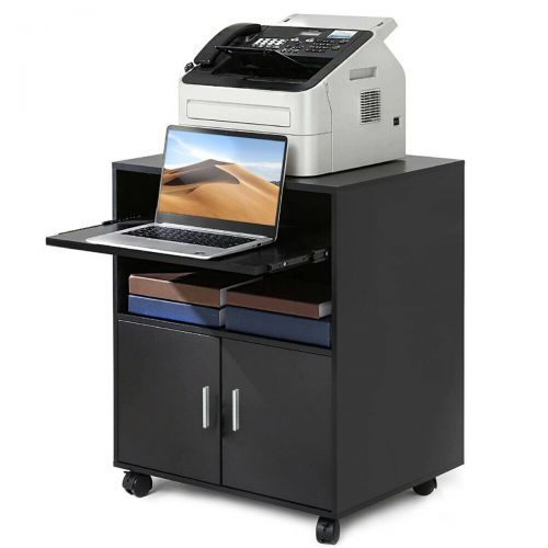 360 Degree Casters Mobile 2 Door Office File Cabinet With Printer Stand - Black