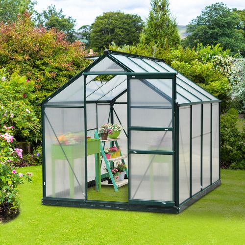 Aluminum Frame Polycarbonate Walk-In Polytunnel - 6x8FT