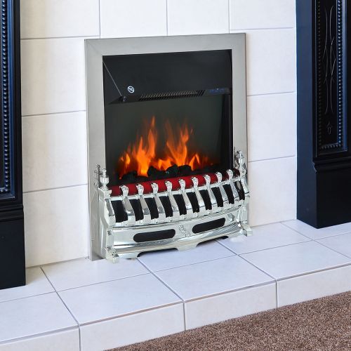 Homcom 2KW Electric Coal Flame Effect Fireplace - Silver