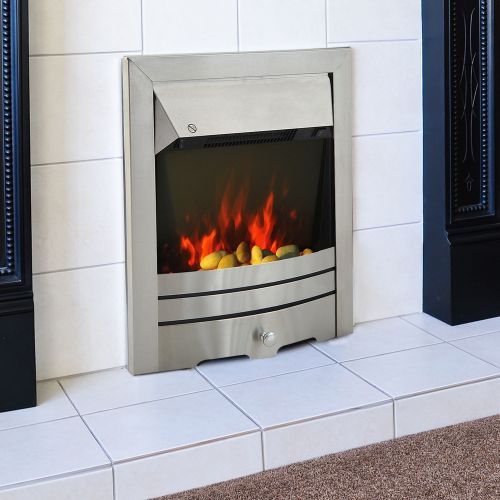 Homcom 2KW Electric Stainless Steel Flame Effect Fireplace