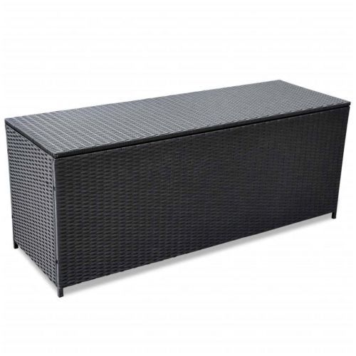 Garden Storage Box Black 150x50x60 cm Poly Rattan