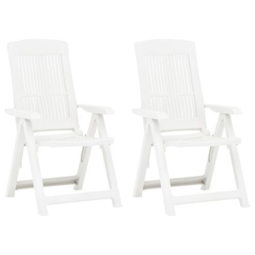 Garden Reclining Chairs 2 pcs Plastic White