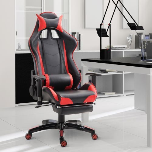 Homcom PU Leather Gaming Chair - Black & Red