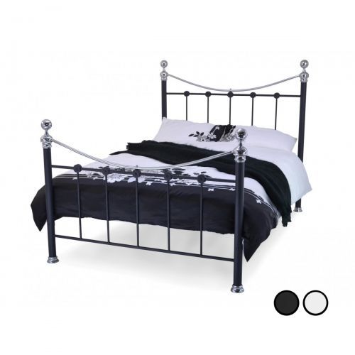 Cambridge Elegant Chrome Metal Bed Frame - 4 Sizes - Black or White