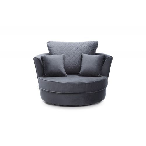 Chic Velvet Swivel Chair - Dark Grey