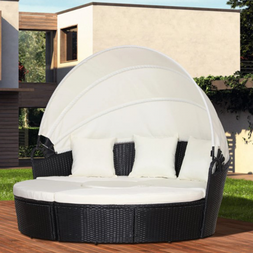 Outsunny 5PC Rattan Garden Round Sofa Daybed -  2 Colours