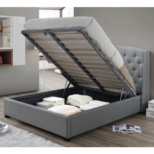 Sareer Signature Grey Fabric Ottoman Storage Bed - Double or King